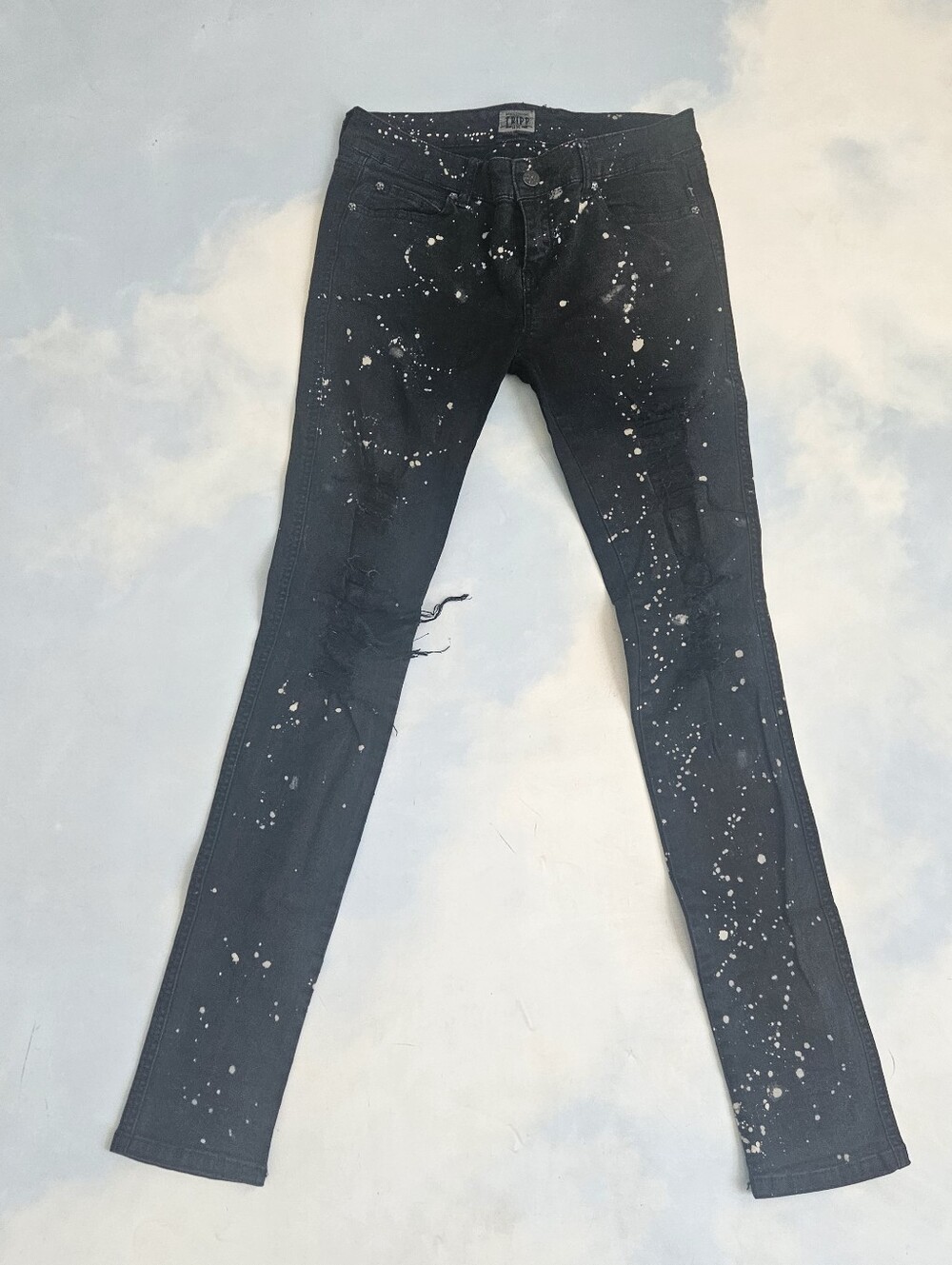Tripp NYC Y2k Vintage Women’s Black Paint-Splatter Skinny Jeans